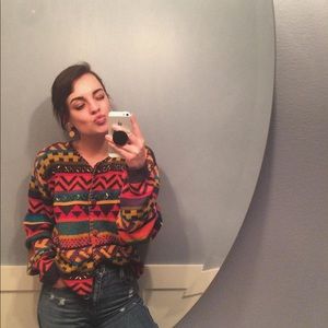 Vintage tribal print cardigan with beading